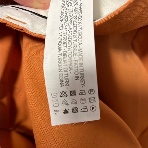 ZARA NWOT Orange Wide Leg Pleated Trouser Pants, Size L - Picture 12 of 12